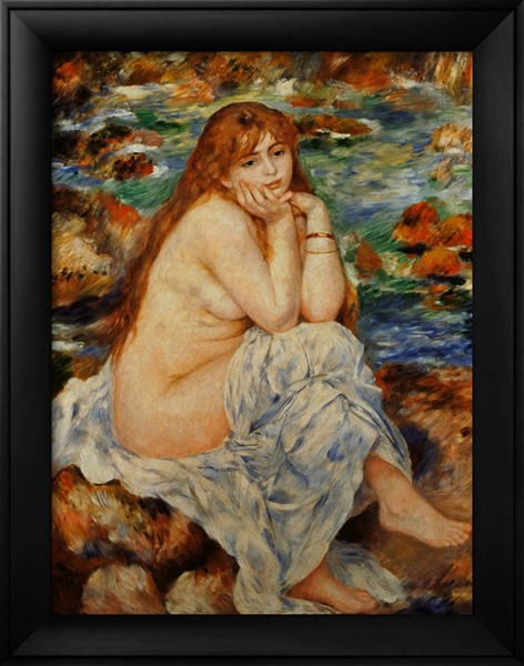 Bather Seated on a Sand Bank - Pierre-Auguste Renoir painting on canvas